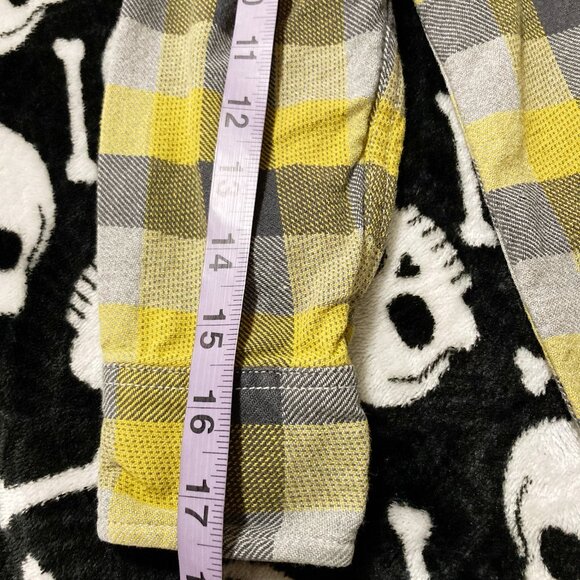 GAPKIDS Boy's grey yellow plaid flannel button-down shirt ~ Youth kids - Picture 8 of 11